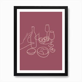 Dinner Party One Line Dining Room Art Print