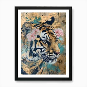 Tiger With Flowers 3 Poster