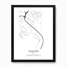 Sogndal,Norway Minimalist Map Poster