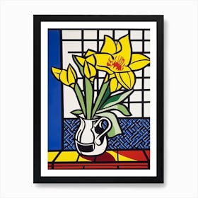 Daffodils Flower Still Life  3 Pop Art Style Art Print