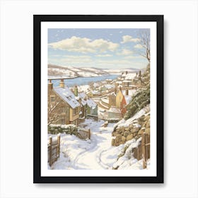 Vintage Winter Illustration Cornwall United Kingdom Art Print