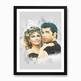 Grease Movie Danny Zuko Vs Sandy Olsson Art Print