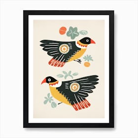 Folk Style Bird Painting Crested Caracara 2 Art Print