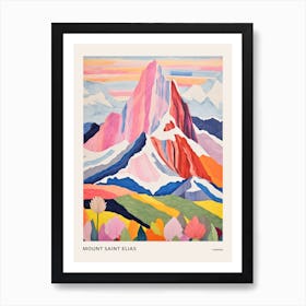 Mount Saint Elias Canada 1 Colourful Mountain Illustration Poster Art Print