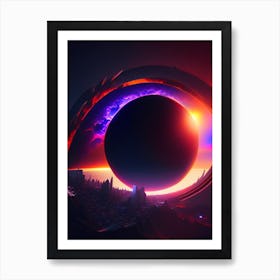 Eclipse Neon Nights Space Art Print