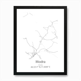 Modra,Slovakia Minimalist Map Art Print