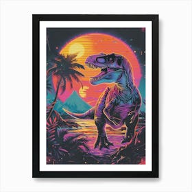 Cyber Dinosaur In The Sunst Art Print