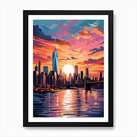 Sunset In New York City Art Print