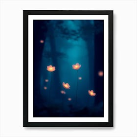 Fairy Lights In The Forest Poster