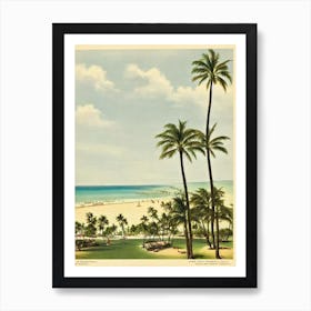 Waikiki Beach Honolulu Hawaii Vintage Art Print