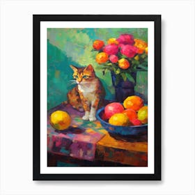 Marigold With A Cat 4 Fauvist Style Painting Art Print