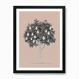 Pear Tree Minimalistic Drawing 3 Art Print