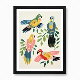 Folk Style Bird Painting Parrot 1 Art Print