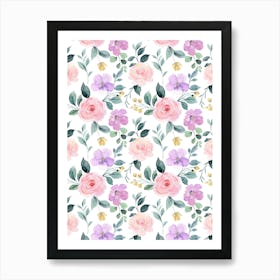 Watercolor Roses Seamless Pattern.Colorful roses. Flower day. artistic work. A gift for someone you love. Decorate the place with art. Imprint of a beautiful artist. Art Print