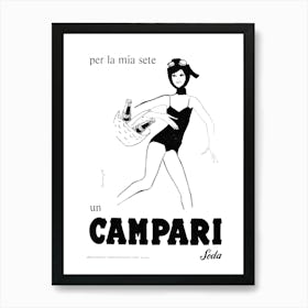 Campari Soda Summer Cocktails Bar Retro Poster Art Print