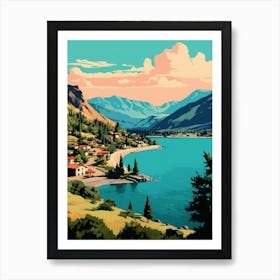 Lake Chelan Washington Pointillism 13 Art Print