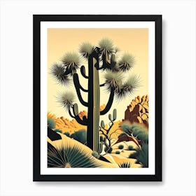 Joshua Tree Pattern Retro Illustration (5) Art Print