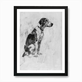 American Foxhound Dog Charcoal Line 2 Art Print