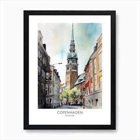 Copenhagen 3 Watercolour Travel Poster Art Print