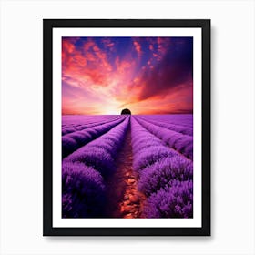 Lavender Field At Sunset 1 Art Print