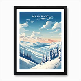 Poster Of Big Sky Resort   Montana, Usa   Colorado, Usa, Ski Resort Illustration 0 Art Print