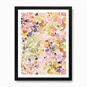 Leaffy Eucalyptus Coral Yellow Art Print