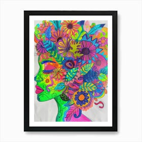 Colorful Woman'S Head Art Print