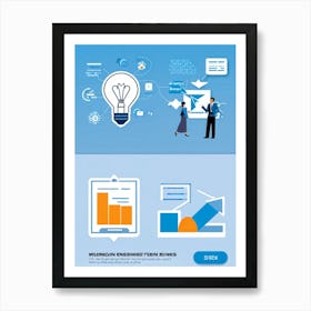 Business Decision Making Process Represented As Minimalistic Icons Split Screens Showing A Thought (4) Art Print