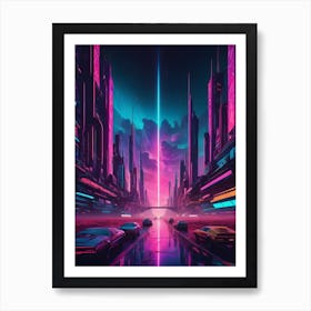 Futuristic City rays Art Print