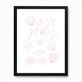 Pink Seashells 1 Art Print