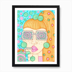 Blondie And Bubble Drink Art Print