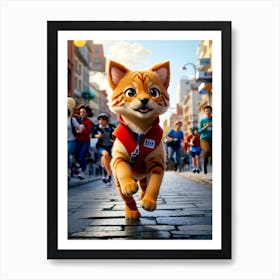 Puppy In Running Race Art Print