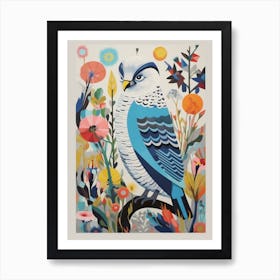 Colourful Scandi Bird Snowy Owl 1 Art Print