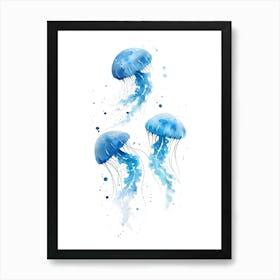 Watercolor Blue Jellyfish Art Print