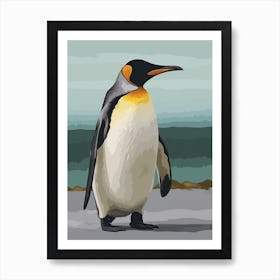 Emperor Penguin Oamaru Blue Penguin Colony Minimalist Illustration 2 Art Print