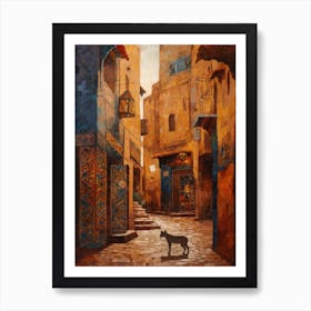 Painting Of Marrakech With A Cat In The Style Of Gustav Klimt 2 Art Print