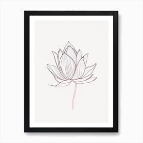 Lotus Flower, Buddhist Symbol Minimal Line Drawing 3 Art Print