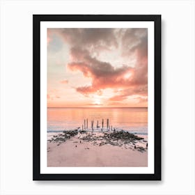 Pastel Broken Beach Sunset Art Print