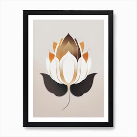 Double Lotus Retro Minimal 1 Art Print