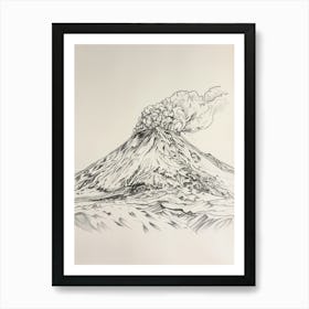 Mount Etna Italy Line Drawing 1 Art Print