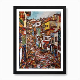 Painting Of Cape Town With A Cat In The Style Of Gustav Klimt 1 Art Print