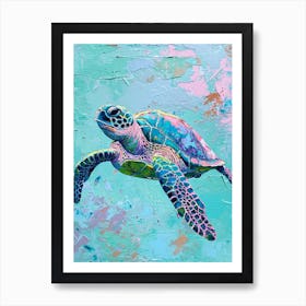 Impasto Pastel Sea Turtle Painting 1 Art Print