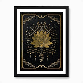 Gold Mystical Tarot: Lotus flower Art Print