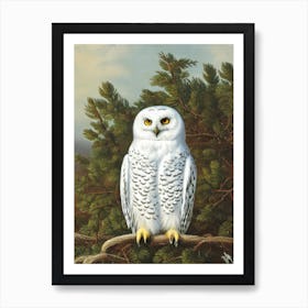 Snowy Owl Haeckel Style Vintage Illustration Bird Art Print
