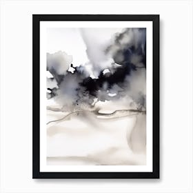 Watercolour Abstract Black And White 1 Art Print