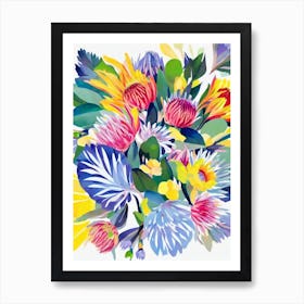 Proteas 2 Modern Colourful Flower Art Print