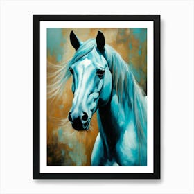 Blue Horse Art Print