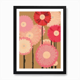 Gerbera Daisies Flower Big Bold Illustration 1 Art Print