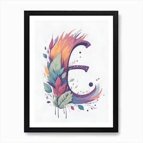 Colorful Letter E Illustration 43 Art Print