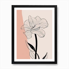 Daffodils Line Art Flowers Illustration Neutral 7 Art Print